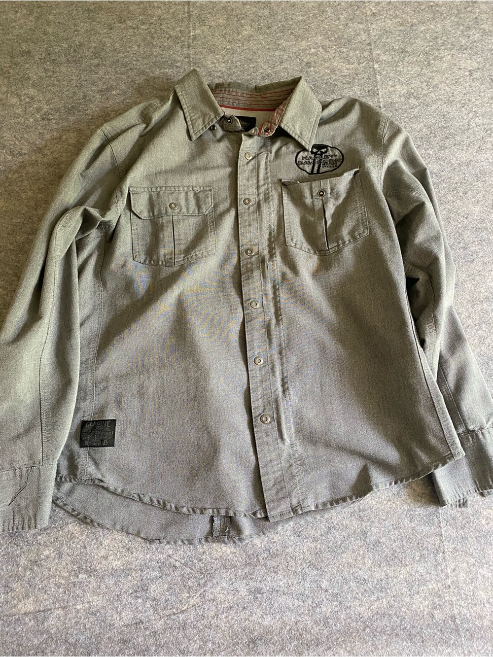 Harley Davidson Grey Button Down Shirt